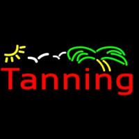 Red Tanning With Green Yellow Palm Tree Leuchtreklame