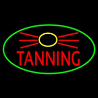 Red Tanning With Sun Logo Leuchtreklame