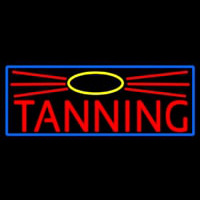 Red Tanning With Sun Logo Leuchtreklame