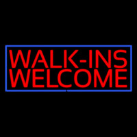 Red Walk Ins Welcome Blue Border Leuchtreklame