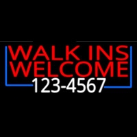 Red Walk Ins Welcome With Phone Number Leuchtreklame