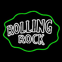 Rolling Rock Double Line Logo With Wavy Circle Leuchtreklame