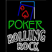 Rolling Rock Green Poker Red Heart Beer Sign Leuchtreklame