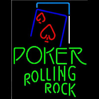 Rolling Rock Green Poker Red Heart Beer Sign Leuchtreklame