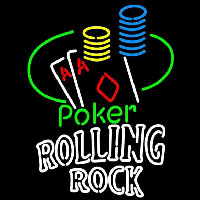 Rolling Rock Poker Ace Coin Table Beer Sign Leuchtreklame