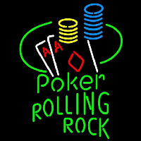 Rolling Rock Poker Ace Coin Table Beer Sign Leuchtreklame