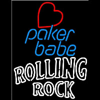 Rolling Rock Poker Girl Heart Babe Beer Sign Leuchtreklame