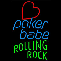 Rolling Rock Poker Girl Heart Babe Beer Sign Leuchtreklame