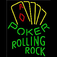 Rolling Rock Poker Yellow Beer Sign Leuchtreklame