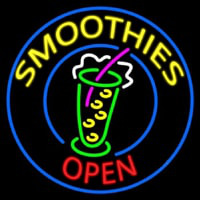 Round Yellow Smoothies Open Leuchtreklame