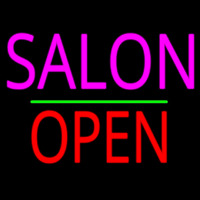 Salon Block Open Green Line Leuchtreklame