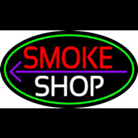 Smoke Shop And Arrow Oval With Green Border Leuchtreklame