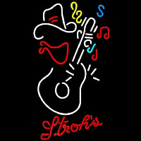 Strohs Cowboy Guitar Beer Sign Leuchtreklame