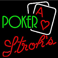 Strohs Green Poker Beer Sign Leuchtreklame