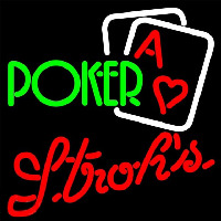 Strohs Green Poker Beer Sign Leuchtreklame