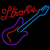 Strohs Guitar Purple Red Beer Sign Leuchtreklame