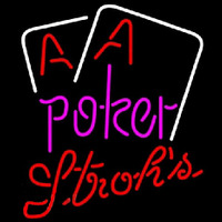 Strohs Purple Lettering Red Aces White Cards Poker Beer Sign Leuchtreklame