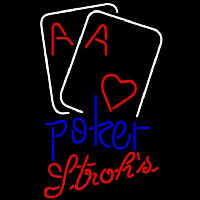 Strohs Purple Lettering Red Heart White Cards Poker Beer Sign Leuchtreklame