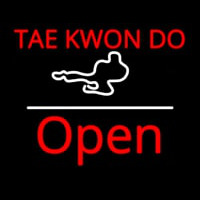 Tae Kwon Do Logo Script1 Open White Line Leuchtreklame