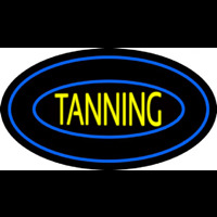 Tanning Double Oval Blue Border Leuchtreklame