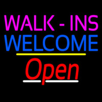 Walk Ins Welcome Open Yellow Line Leuchtreklame