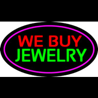 We Buy Jewelry Oval Purple Leuchtreklame