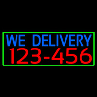 We Deliver Phone Number With Green Border Leuchtreklame