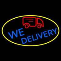 We Deliver Van Oval With Yellow Border Leuchtreklame