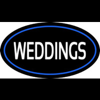 Weddings White Oval Blue Leuchtreklame