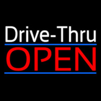 White Drive Thru Red Open Leuchtreklame