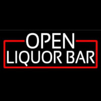 White Liquor Bar With Red Border Leuchtreklame