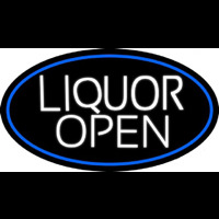 White Liquor Open Oval With Blue Border Leuchtreklame