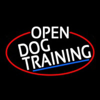 White Open Dog Training Oval With Red Border Leuchtreklame