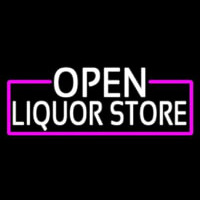 White Open Liquor Store With Pink Border Leuchtreklame