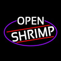 White Open Shrimp Oval With Blue Border Leuchtreklame