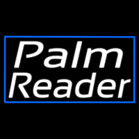 White Palm Reader Blue Border Leuchtreklame