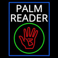 White Palm Reader With Logo Blue Border Leuchtreklame