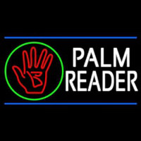 White Palm Reader With Logo Blue Line Leuchtreklame