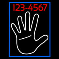 White Palm With Phone Number Blue Border Leuchtreklame