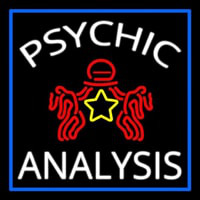 White Psychic Analysis With Logo And Blue Border Leuchtreklame