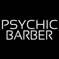 White Psychic Barber Leuchtreklame