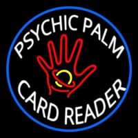 White Psychic Palm Card Reader Blue Circle Leuchtreklame