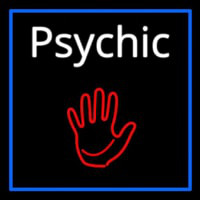 White Psychic With Blue Border Leuchtreklame