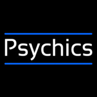 White Psychics With Blue Line Leuchtreklame