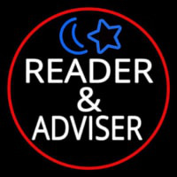 White Reader And Advisor Red Border Leuchtreklame