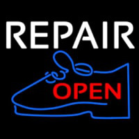 White Repair Blue Shoe Open Leuchtreklame