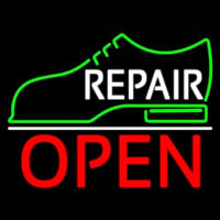 White Repair Shoe Logo Open Leuchtreklame