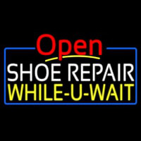 White Shoe Repair Yellow While You Wait Open Leuchtreklame