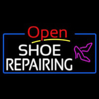 White Shoe Repairing Open Leuchtreklame