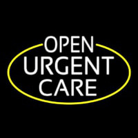 White Urgent Care Oval With Yellow Border Leuchtreklame